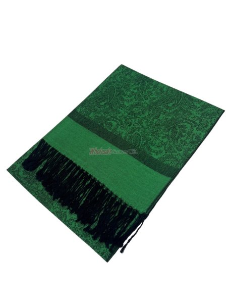 (image for) Paisley Jacquard Shawl Green/Black