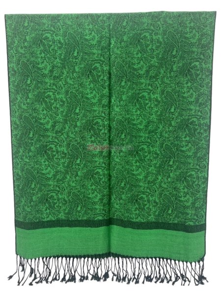 (image for) Paisley Jacquard Shawl Green/Black