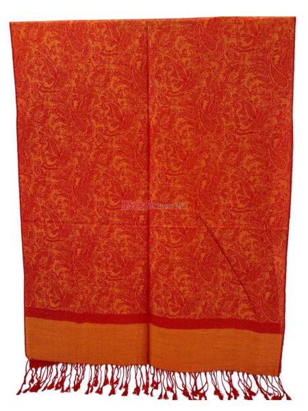 (image for) Paisley Jacquard Shawl Orange