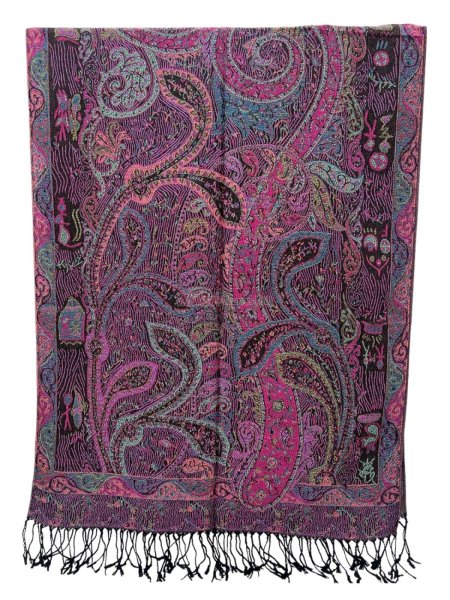 (image for) Tapestry Style Paisley Pashmina Wine/Black Multi