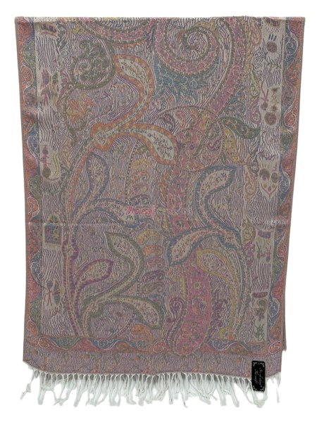 (image for) Tapestry Style Paisley Pashmina Pink/White Multi
