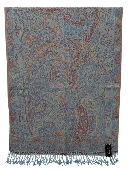 (image for) Tapestry Style Paisley Pashmina Teal/Wine Multi