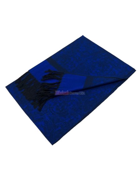 (image for) Paisley Jacquard Shawl Royal Blue