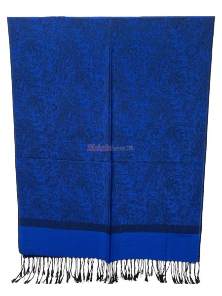 (image for) Paisley Jacquard Shawl Royal Blue