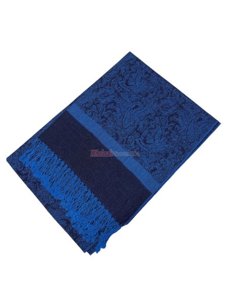 (image for) Paisley Jacquard Shawl Deep Blue/Black