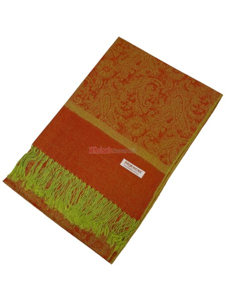 (image for) Paisley Jacquard Shawl Orange / Green