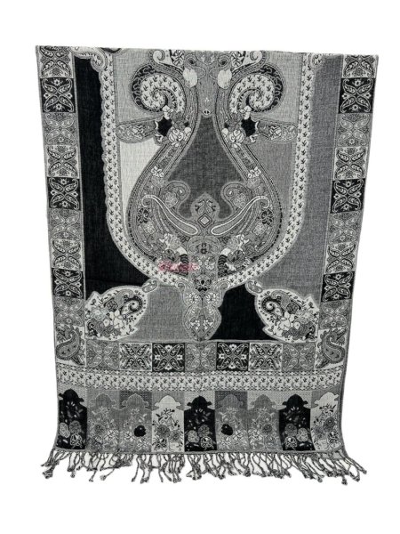 (image for) Paisley Flower Shawl Black