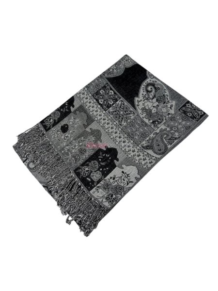 (image for) Paisley Flower Shawl Black