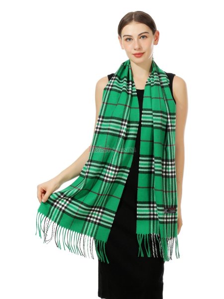(image for) Cashmere Feel Pattern Scarf Green 12-pack C07-17