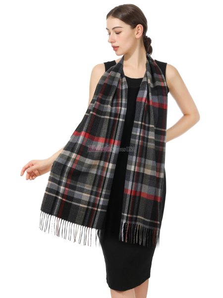 (image for) Cashmere Feel 12/pack Scarf Grey/Red/Black