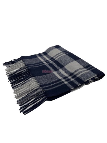 (image for) Cashmere Feel Plaid Scarf Navy/Grey 12-pack C98-1