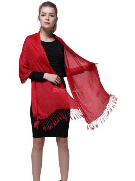 (image for) Sheer Metallic Scarf Red