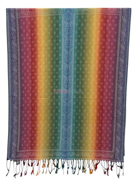(image for) Paisley Border RainBow Colorful Pashmina（1dz, 12 Colors)