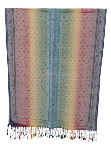 (image for) Paisley Border RainBow Colorful Pashmina（1dz, 12 Colors)