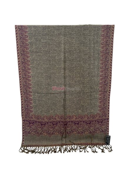 (image for) Jacquard Border Scarf Beige/Purple