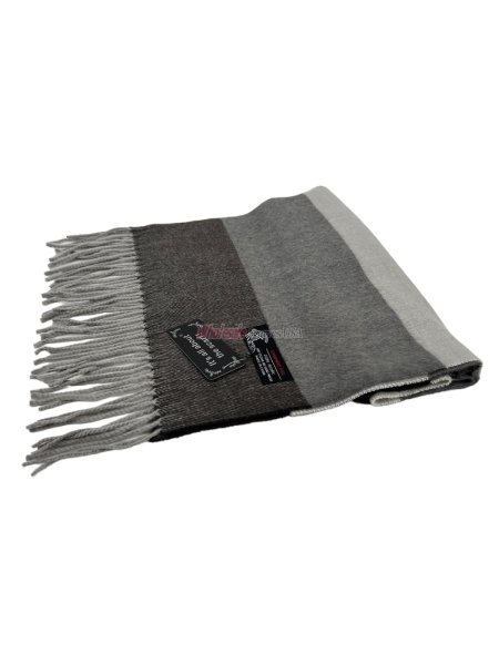 (image for) Cashmere Feel Stripe Scarf Grey/Brown 12-pack #23-1