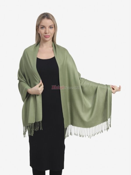 (image for) Solid Pashmina Forest Olive Green