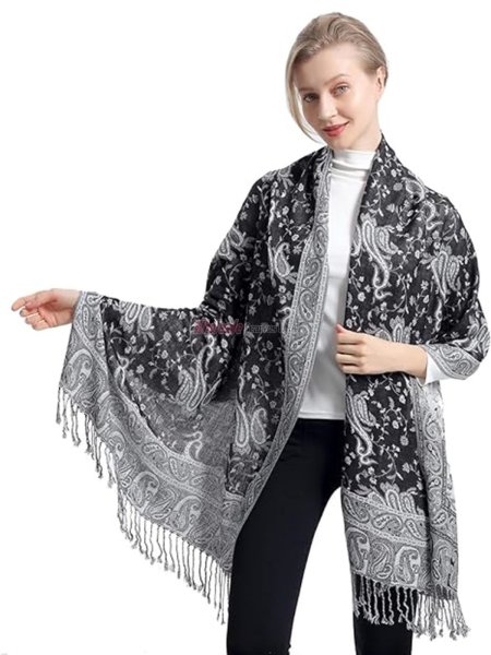 (image for) Small Paisley Scarf Black/White