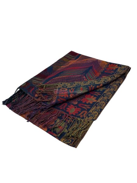 (image for) Feather Sparkling Metallic Pashmina Burgundy Multi