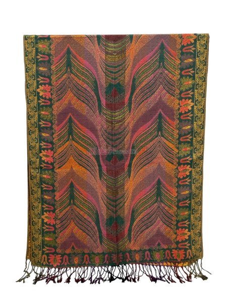 (image for) Feather Sparkling Metallic Pashmina Sea Green Multi