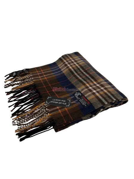 (image for) Plaid Cashmere Feel Scarf 12-pack Brown/ Navy/Orange
