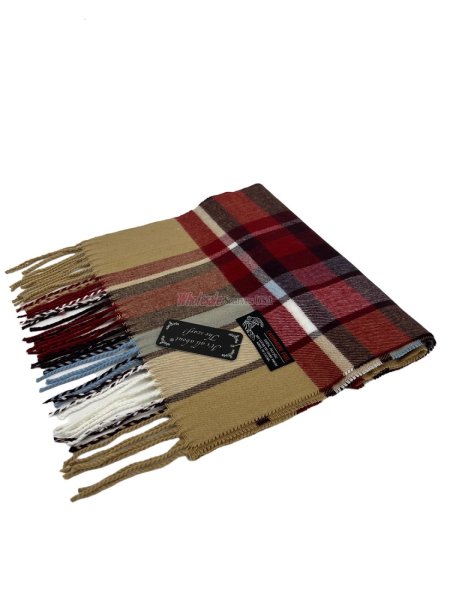 (image for) Plaid Cashmere Feel Scarf 12-pack Beige/Red/Blue CSW11