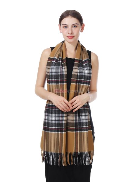 (image for) Plaid Cashmere Feel Scarf 12-pack Brown Plaid CSW20