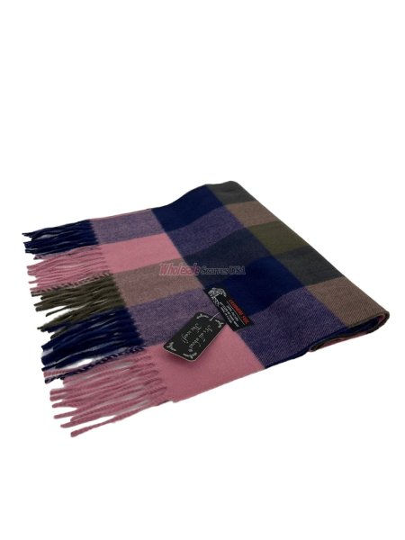 (image for) Plaid Cashmere Feel Scarf 12-pack Pink/blue/Olive CSW-21