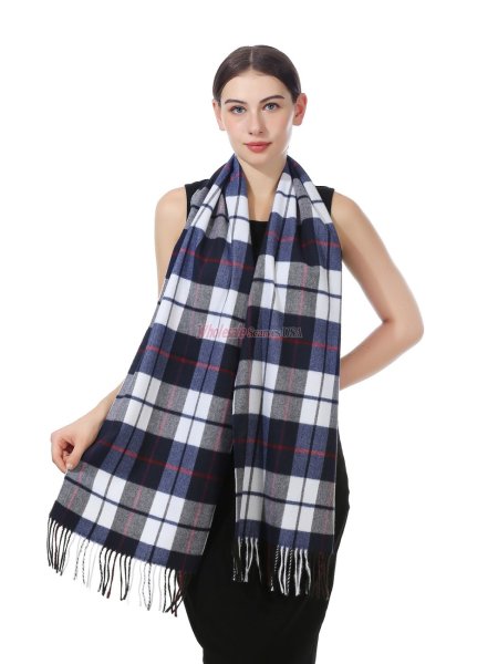 (image for) Plaid Cashmere Feel Scarf 12-pack Navy./White/ Red CSW24