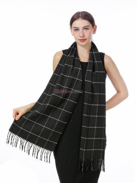 (image for) Checked Cashmere Feel Scarf 12-pack Black/White