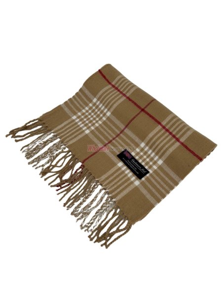 (image for) Cashmere Feel Plaid Scarf 12-pack T29-1 Tan