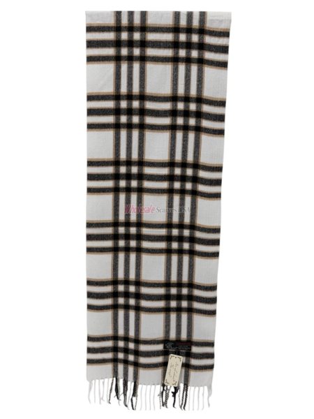 (image for) Cashmere Feel Plaid Scarf 12-pack White/Black Multi
