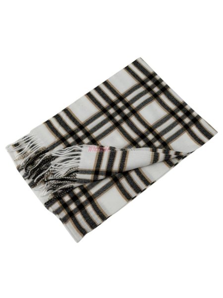 (image for) Cashmere Feel Plaid Scarf 12-pack White/Black Multi