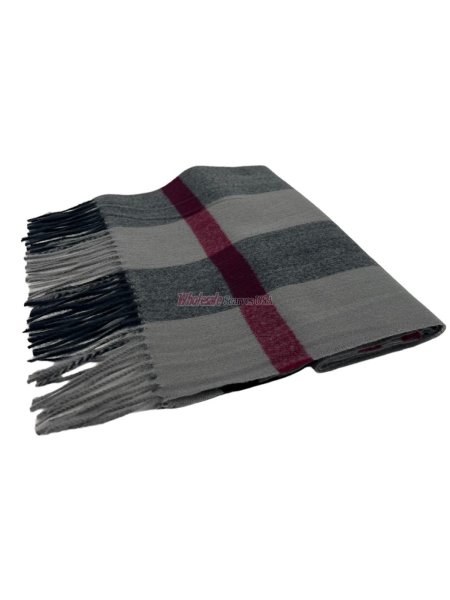 (image for) Cashmere Feel Stripe Scarf Grey 12-pack Grey/Black/Red