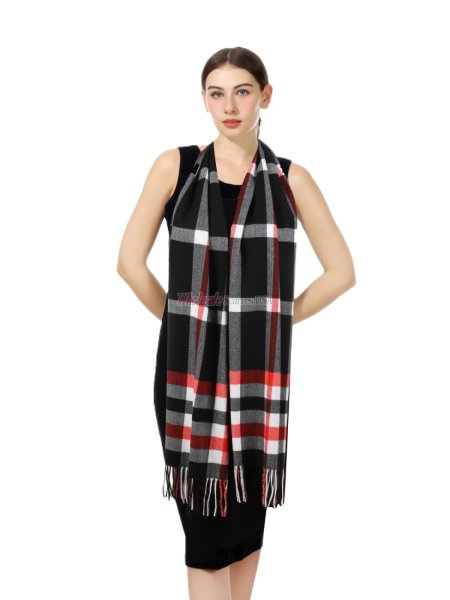 (image for) Cashmere Feel Scarf w30 12/pack Red Plaid