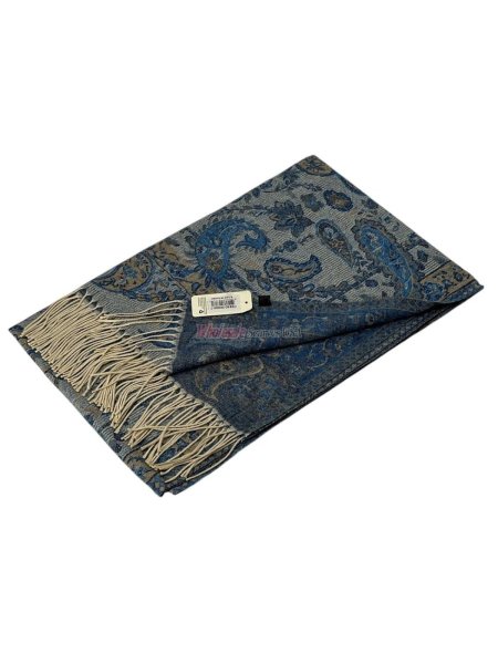 (image for) Elegant Paisley reversible Cashmere Feel Shawl Blue