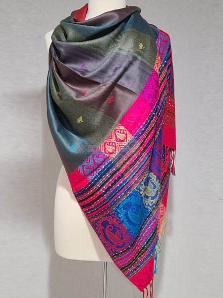 (image for) Paisley Stripe Pashmina 1 DZ, Asst. Color