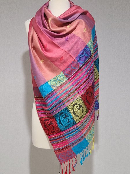 (image for) Paisley Stripe Pashmina 1 DZ, Asst. Color