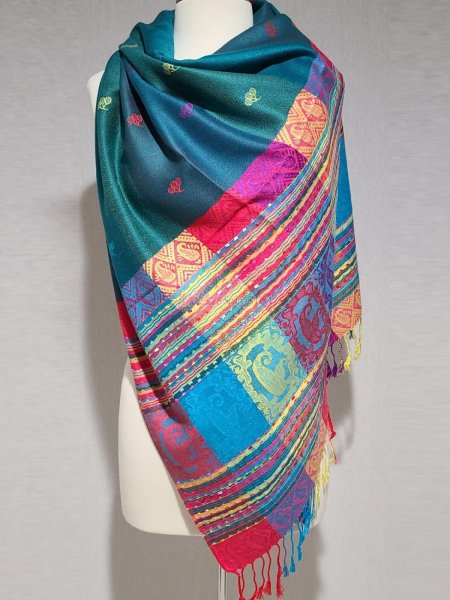 (image for) Paisley Stripe Pashmina 1 DZ, Asst. Color