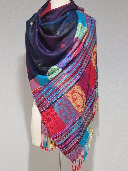 (image for) Paisley Stripe Pashmina 1 DZ, Asst. Color