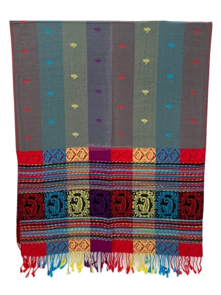 (image for) Paisley Stripe Pashmina L. Grey