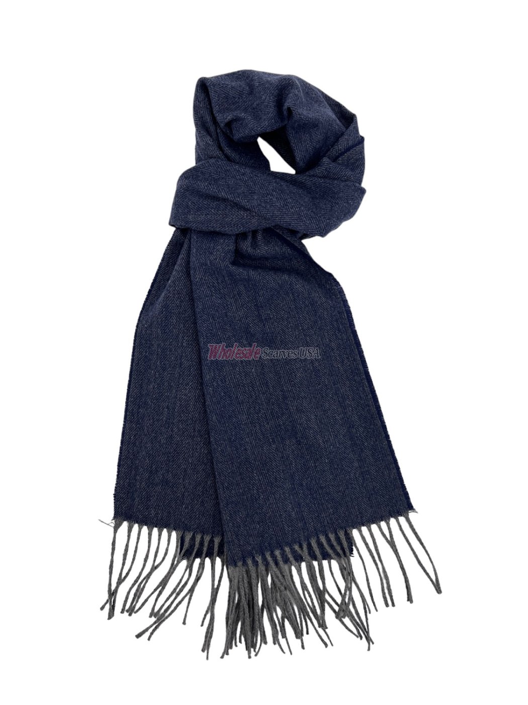 (image for) Cashmere Feel Pattern Scarf Navy 12-pack