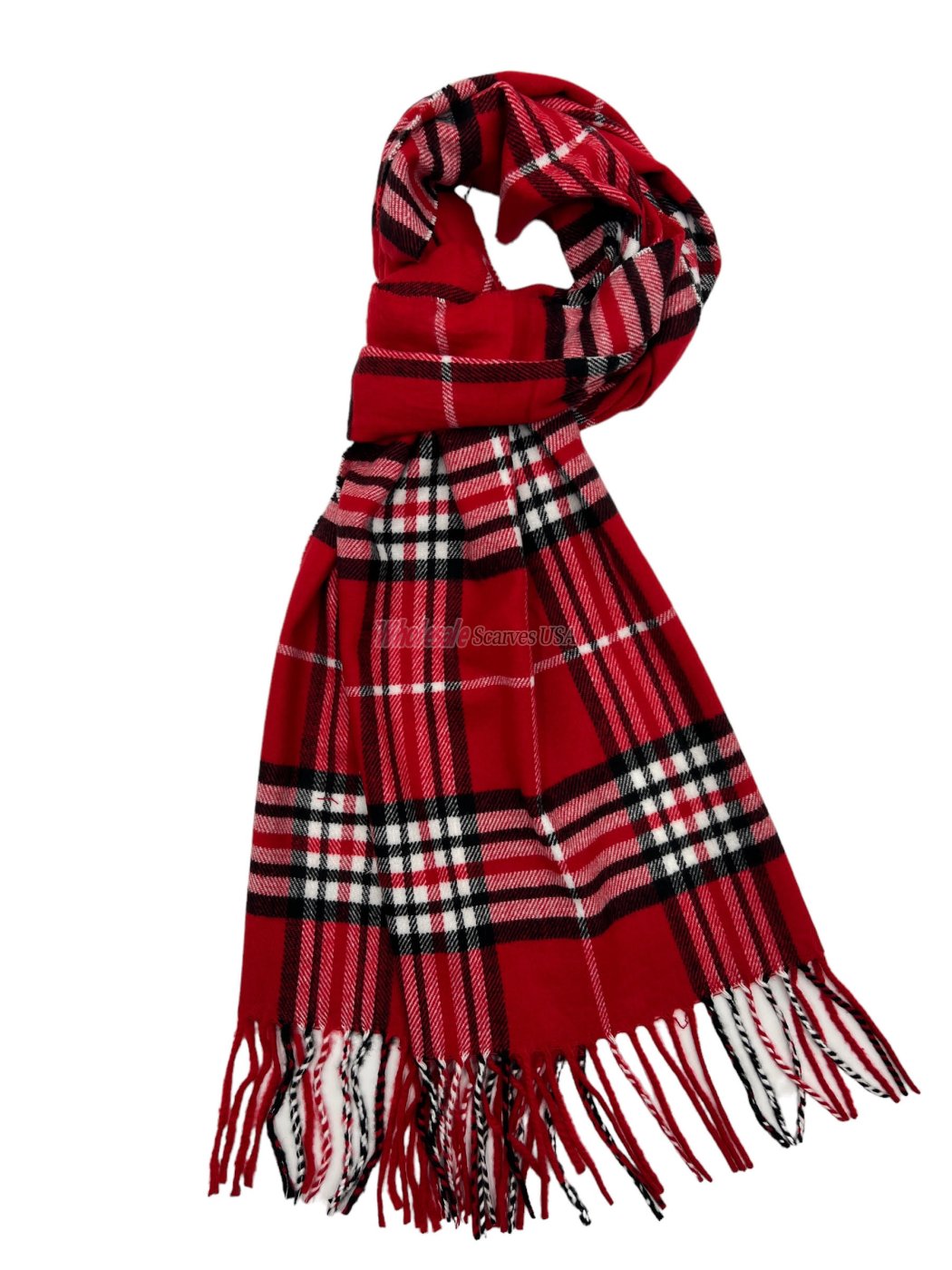 (image for) Plaid Cashmere Feel Scarf 12-pack Red C07-1