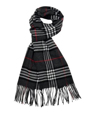 Plaid Cashmere Feel Scarf 12-pack Black/Grey/Red/White C07-24