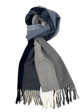 Cashmere Feel Stripe Scarf Navy 12-pack