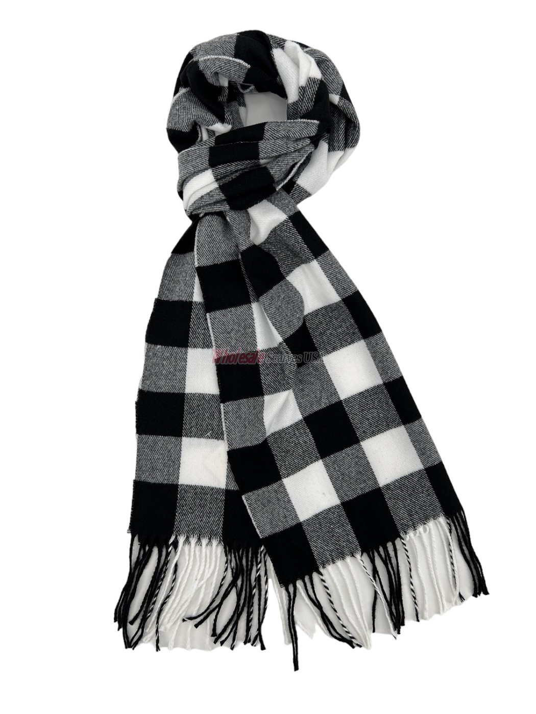 (image for) Cashmere Feel Checker Scarf Black/White 12-pack C12-04