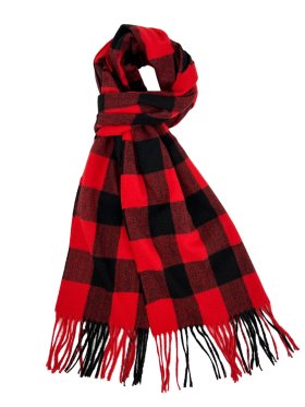 Cashmere Feel Checker Scarf 12-pack Black/Red C12-05