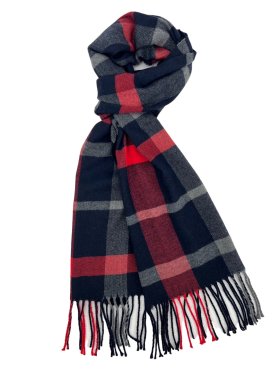 Plaid Cashmere Feel Scarf 12-pack Navy /Red C135-01