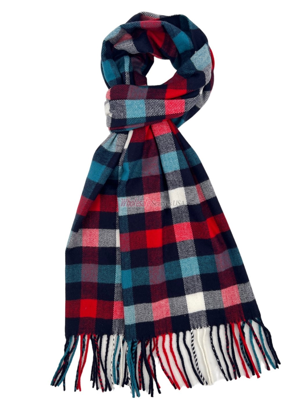(image for) Cashmere Feel Checker Scarf Red/Blue 12-pack #1426