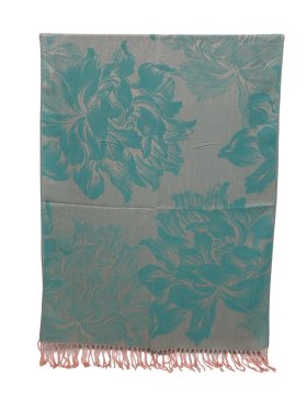 Peony Blossom Pashmina Sea Green